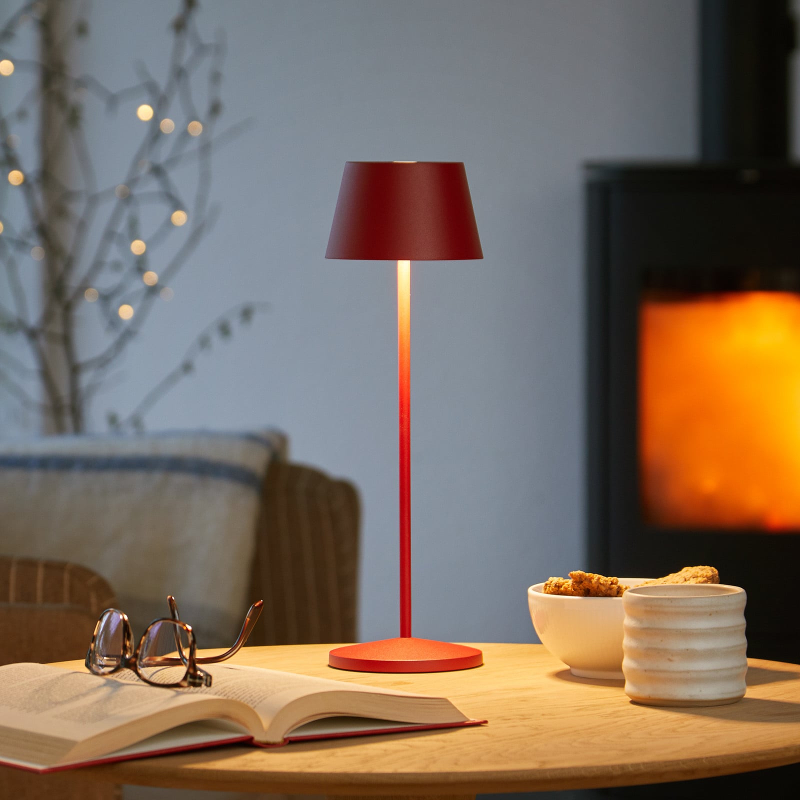Modi Portable Lámpara de Sobremesa Ruby Red - Loom Design - Sala de estar / salón - Moderno - Metal - Con pantalla