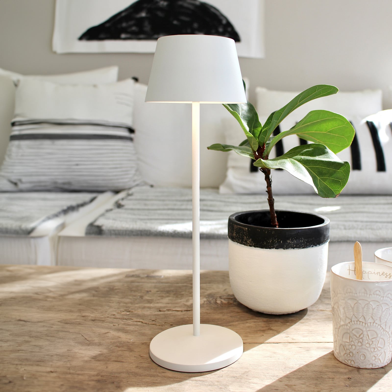 Modi Portable Lámpara de Sobremesa White - Loom Design - Sala de estar / salón - Moderno - Metal - Con pantalla