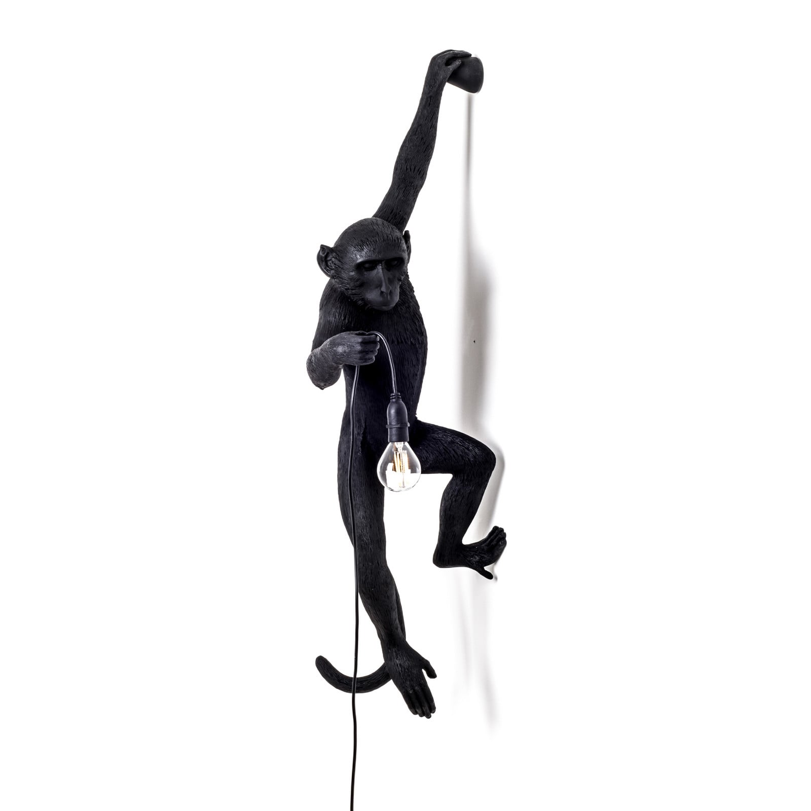 Monkey Hanging Aplique Pared Exterior Left Negro - Seletti Monkey Lamp - Diseño - Plástico