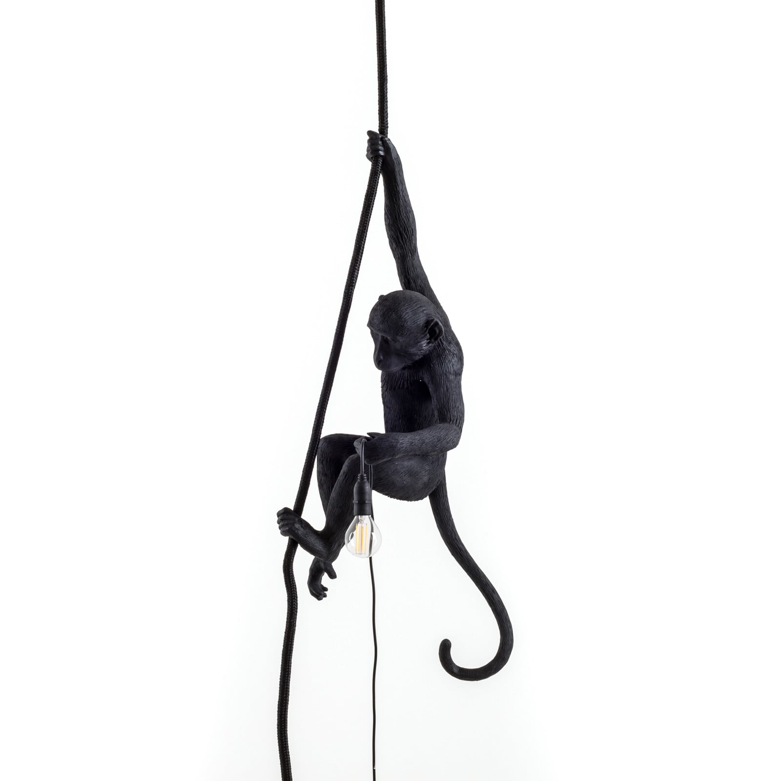 Monkey with Rope Lámpara Exterior Colgante Negro - Seletti Monkey Lamp - Diseño - Plástico