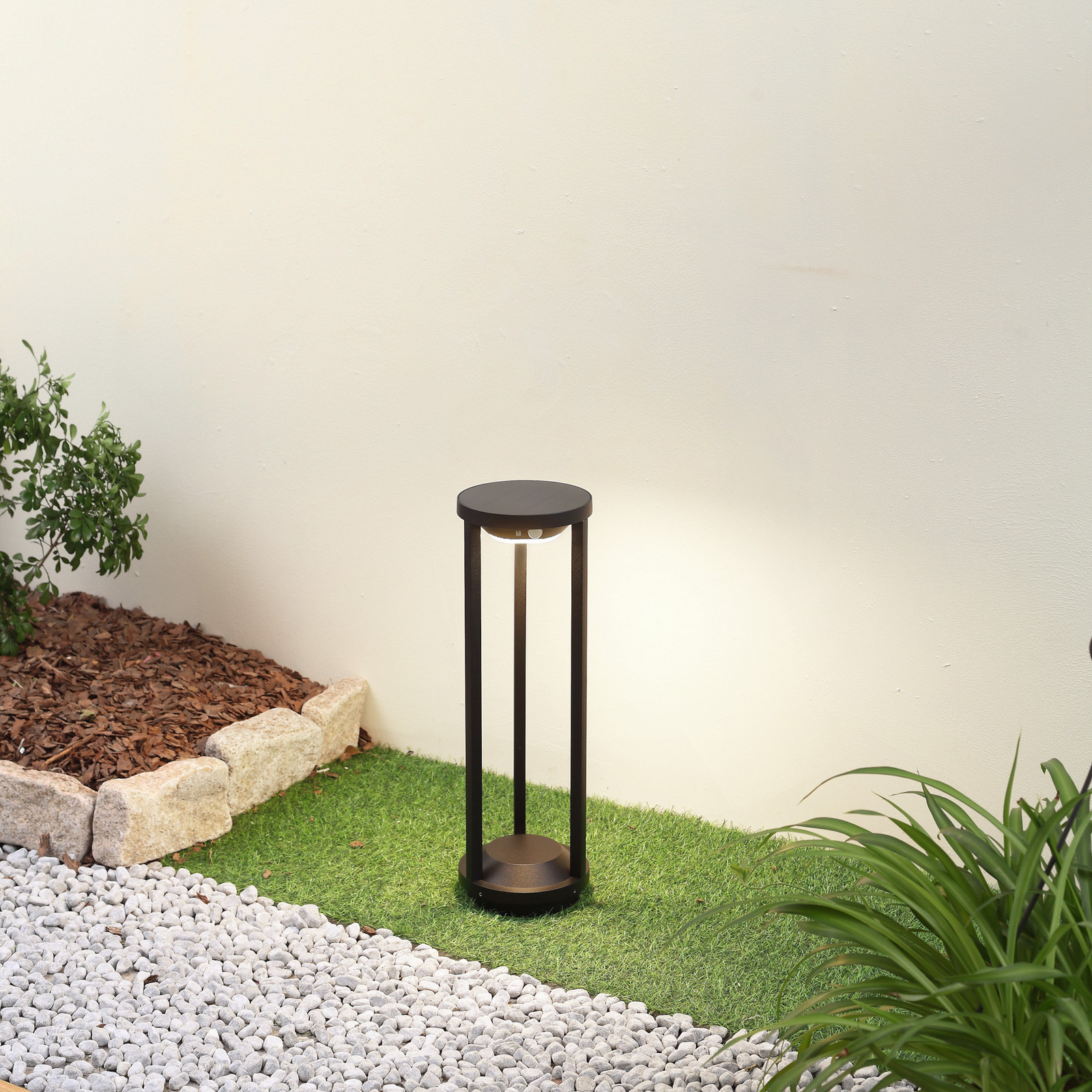 Nilea Round Célula solar Lámpara W/Sensor Negro - Lucande - Terraza - Moderno - Aluminio - Redonda
