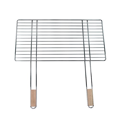 Parrilla de 58 x 30 cm con 2 asas de madera, acero cromado