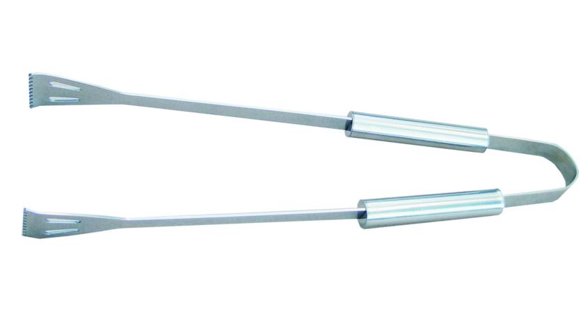 Pinzas para parrilla de acero inoxidable, herramienta para asar, diseño ergonómico, resistencia a la corrosión, color plateado