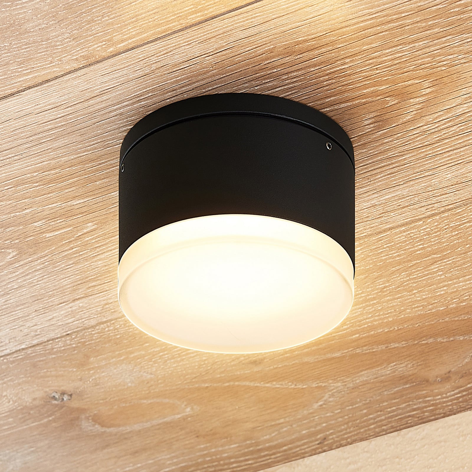 Plafón LED para exterior Mathea Round, gris oscuro - Lindby - Moderno - Metal - Redonda