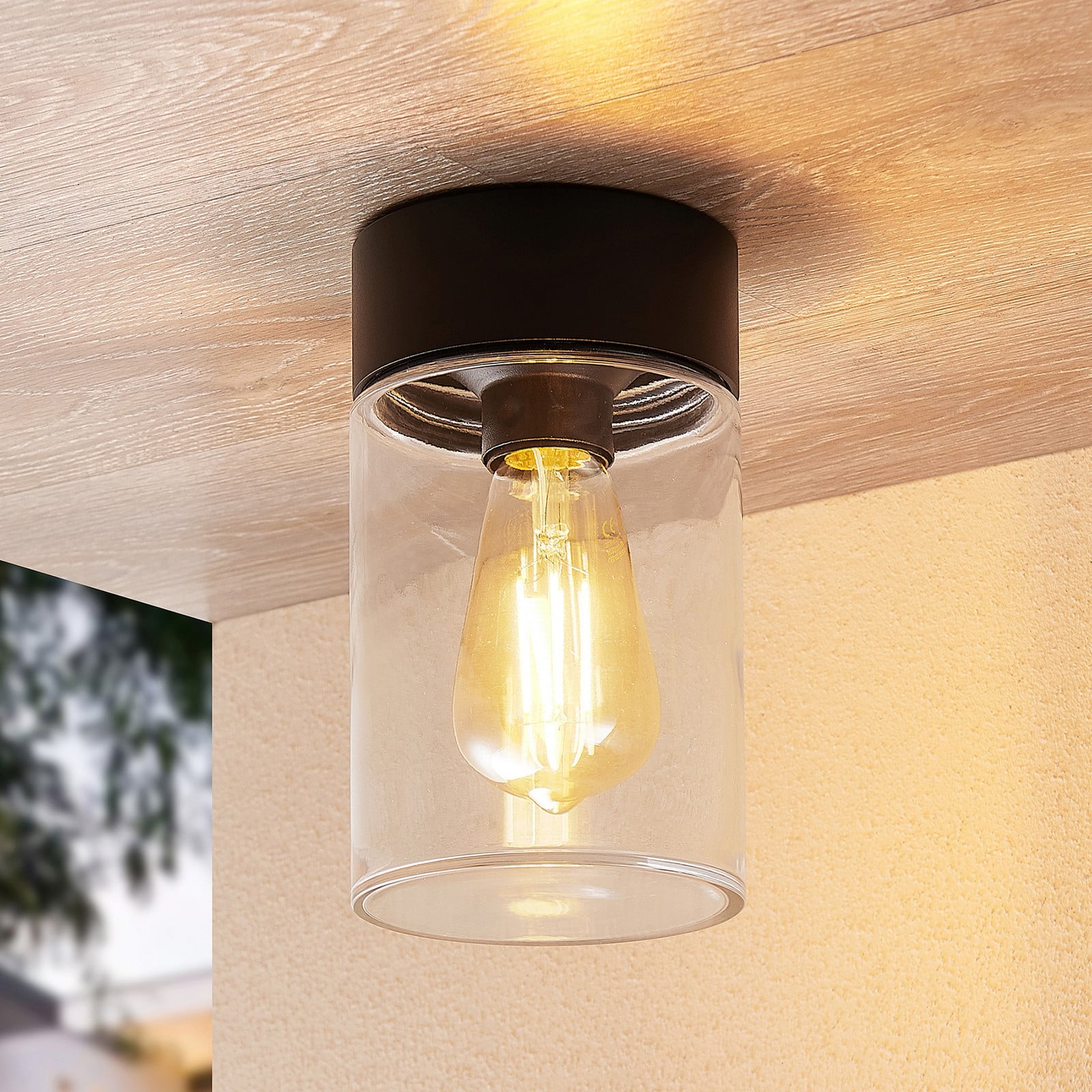 Plafón para exterior Liljana IP65 negro - Arcchio - Moderno - Vidrio - Redonda