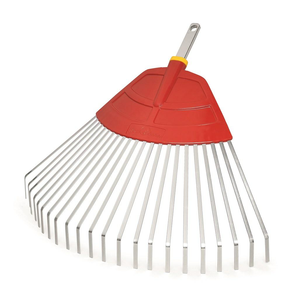 Rastrillo de jardín WOLF-Garten UF-M, acero de alta calidad, color rojo y plata, ideal para trabajos de jardinería, diseño ergonómico y duradero para un rastrillado eficiente.