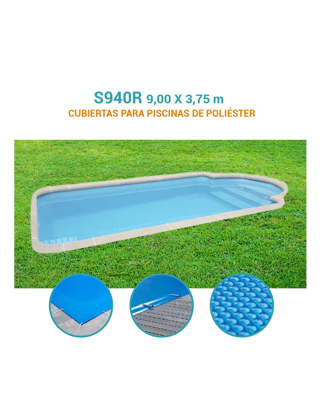 S940R | 9,00 x 3,75m | Cubiertas piscina de poliéster Europa