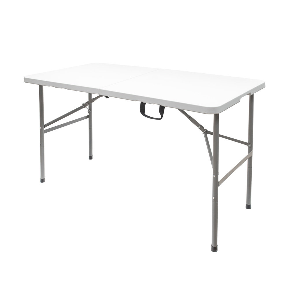 SATURNIA Mesa Plegable Rectangular HDPE Multifuncional, Portatil, Resistente,Multiusos 122x61x74 cm. Color Blanco