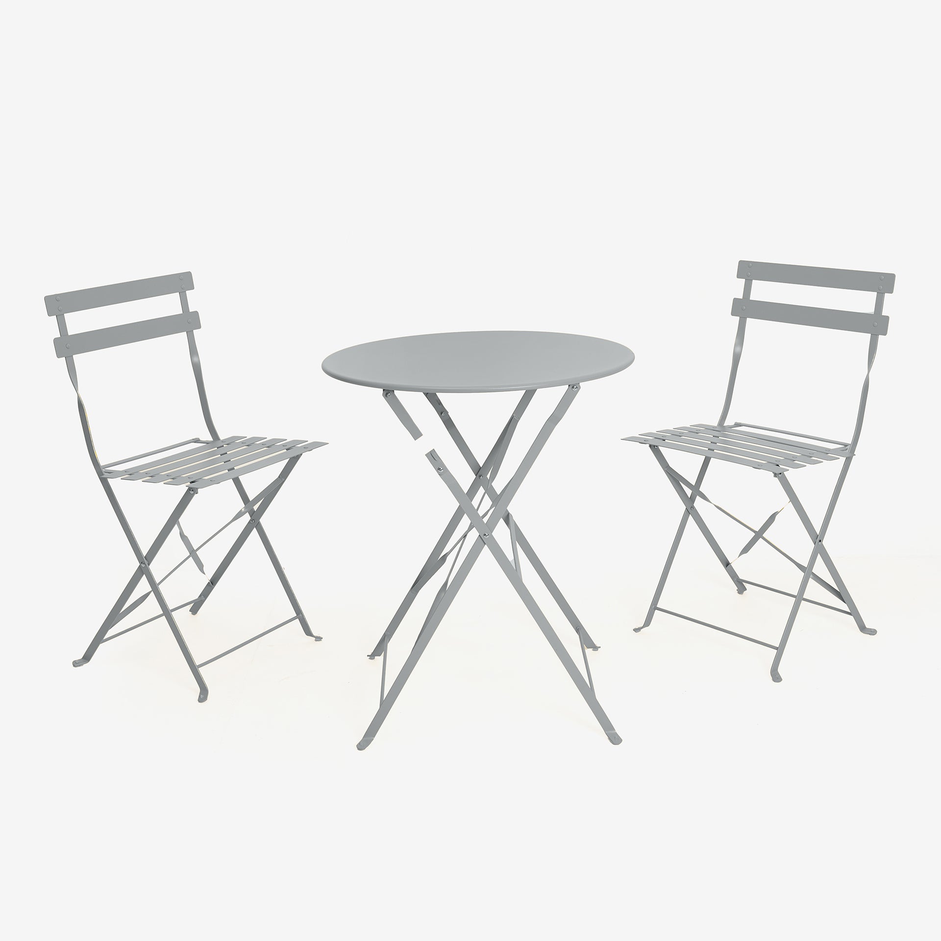 Set de jardín de mesa y 2 sillas de acero gris oscuro Bistro
