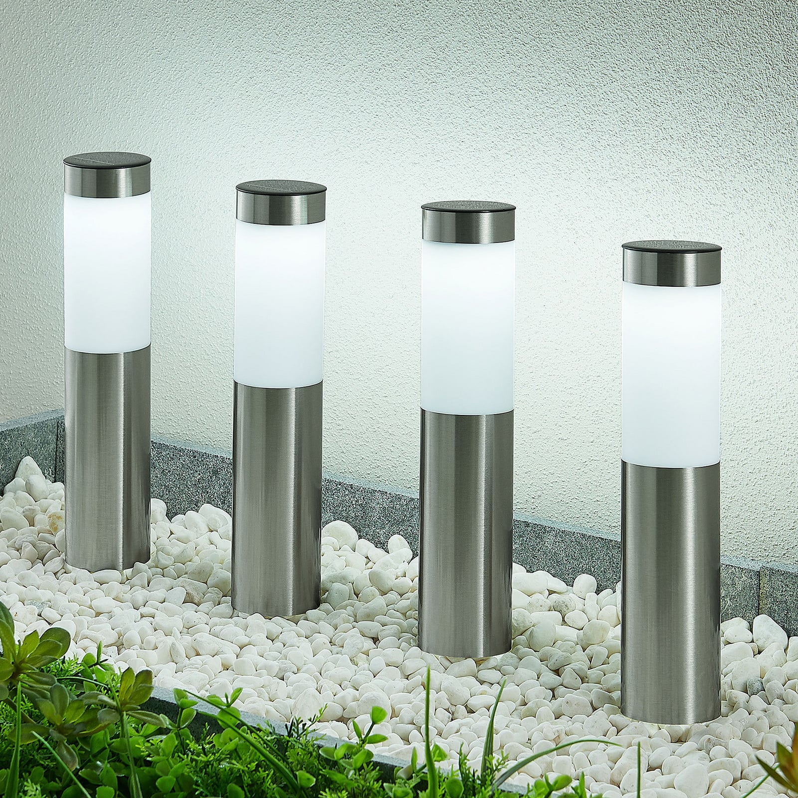 Sirita Lámpara Solar 4 pcs. H31 Silver - Lindby - Moderno - Acero inoxidable - Cilindro