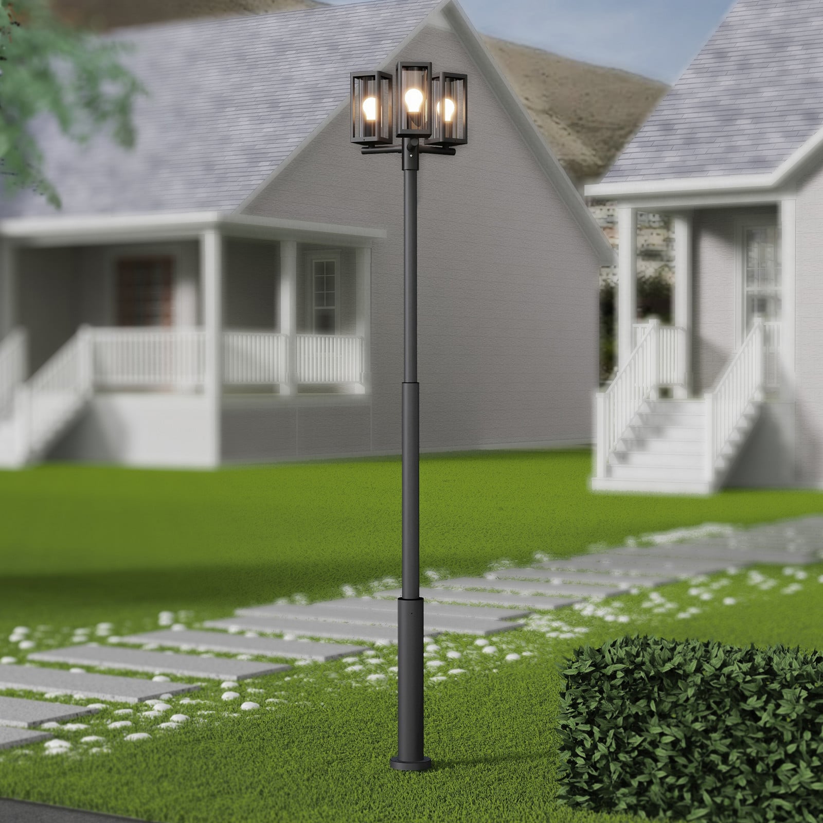 Siveta 3 Lámpara Exterior tipo Farola H240 Negro - Lucande - Aluminio - Angular