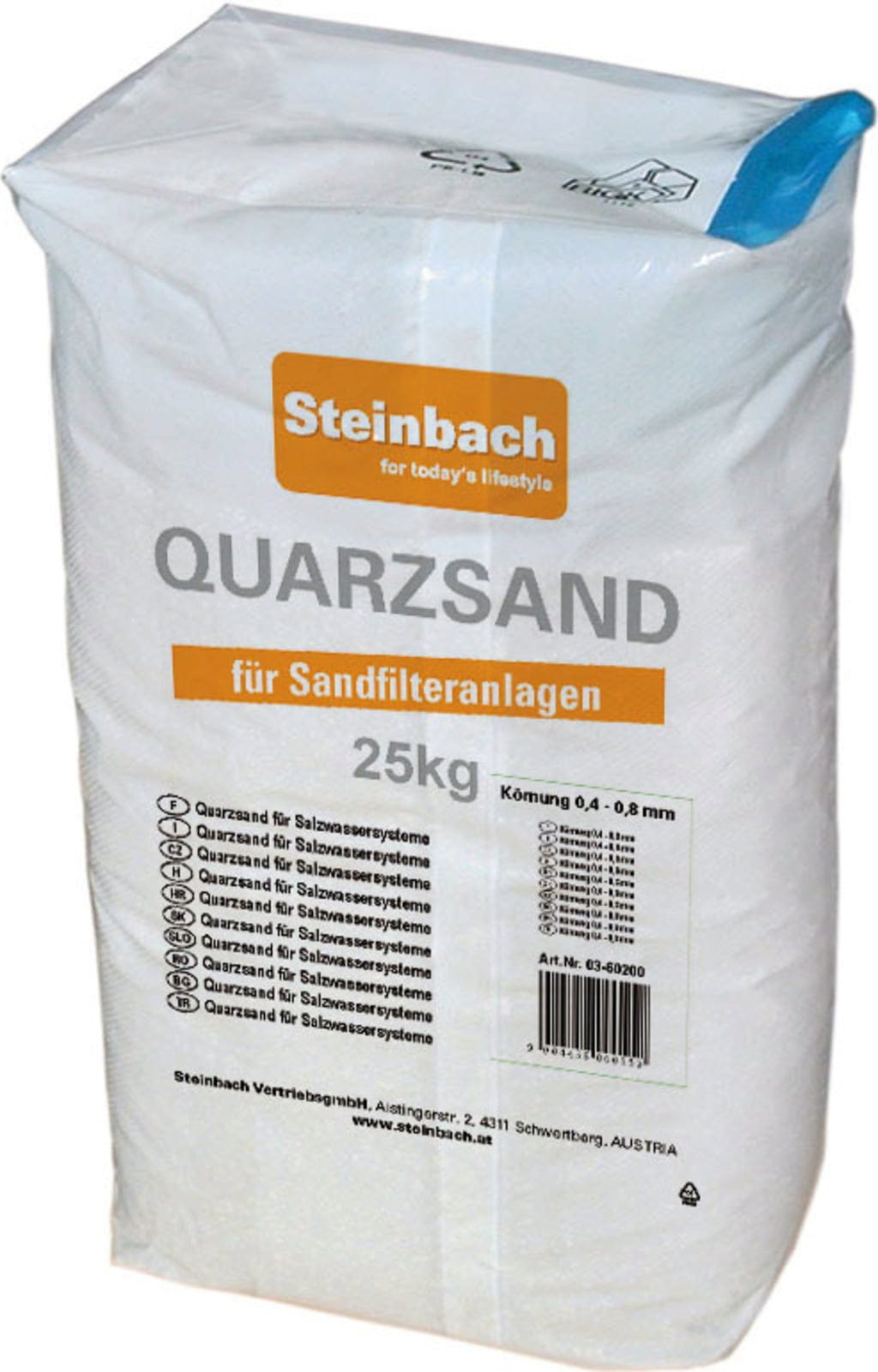 Steinbach Quarzfiltersand 0,4 - 0,8 mm - 25 kg
