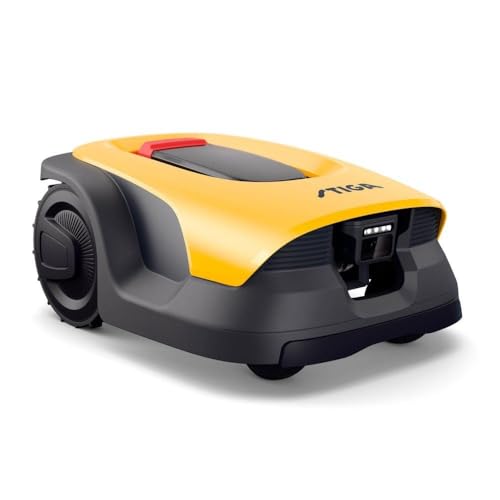 STIGA Robot cortacésped A 10 V, 25,2 V, 18 cm, cámara AI, paquete de conectividad de 10 años, carga automática, jardines de hasta 1000 m²