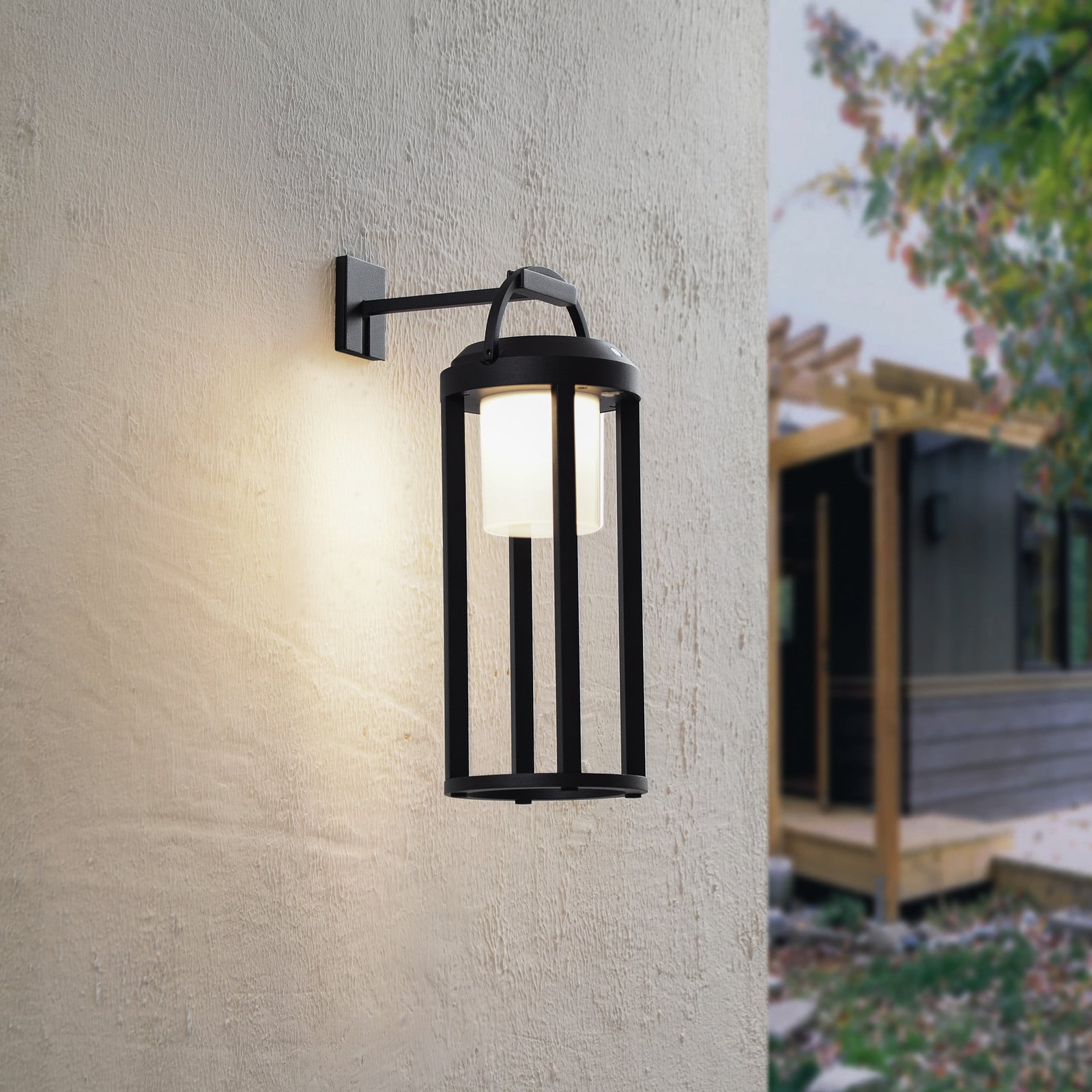 Tilena Round Lámpara de célula solar Negro - Lucande - Balcón - Moderno - Aluminio - Farol