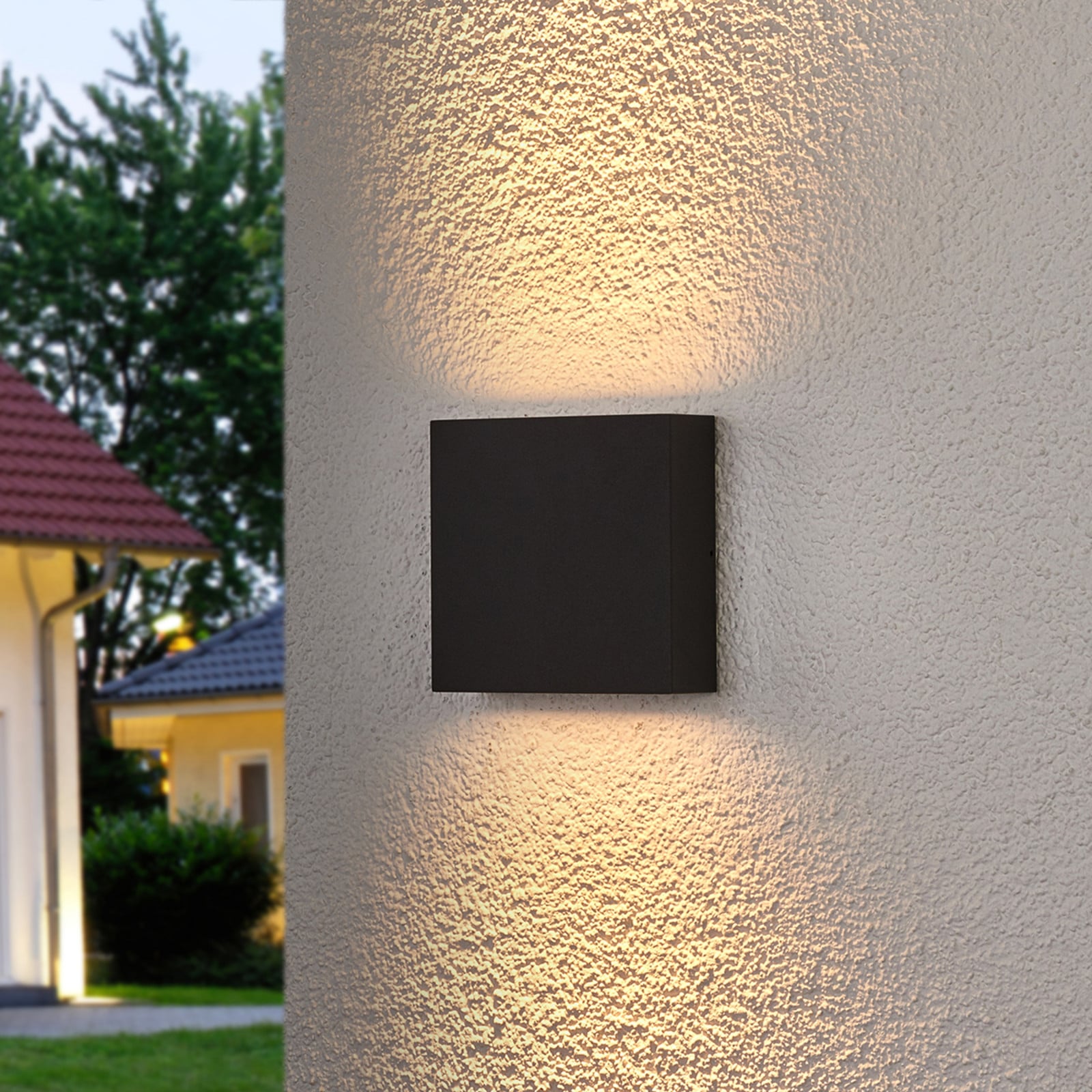 Trizy LED Square ExteriorAplique de Pared Graphite - Lucande Trixy - Moderno - Metal - Angular