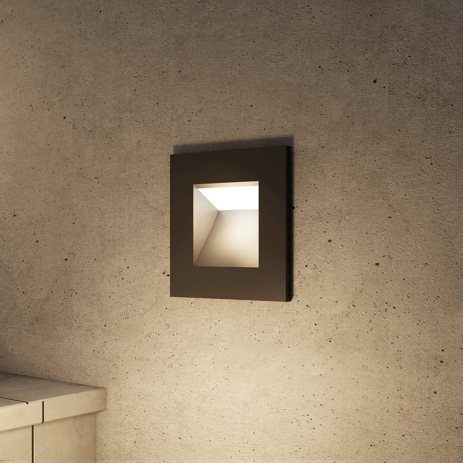 Zamo Luz de pared empotrada IP65 Black - Arcchio - Pasillo - Moderno - Metal - Angular
